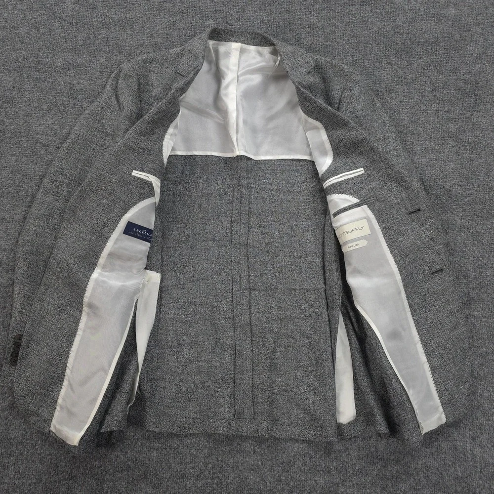 Suitsupply Blazer Mens 52 Gray Pure Linen Havana HL Angelico‎ Sport Coat Jacket
